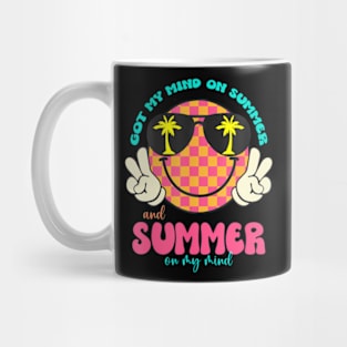 Groovy Happy Face Summer Vibes Got My Mind On Summer Teacher Mug